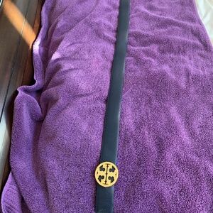 Tory Burch Navy Blue/Multi Stripe Reversible Leather Belt sz M